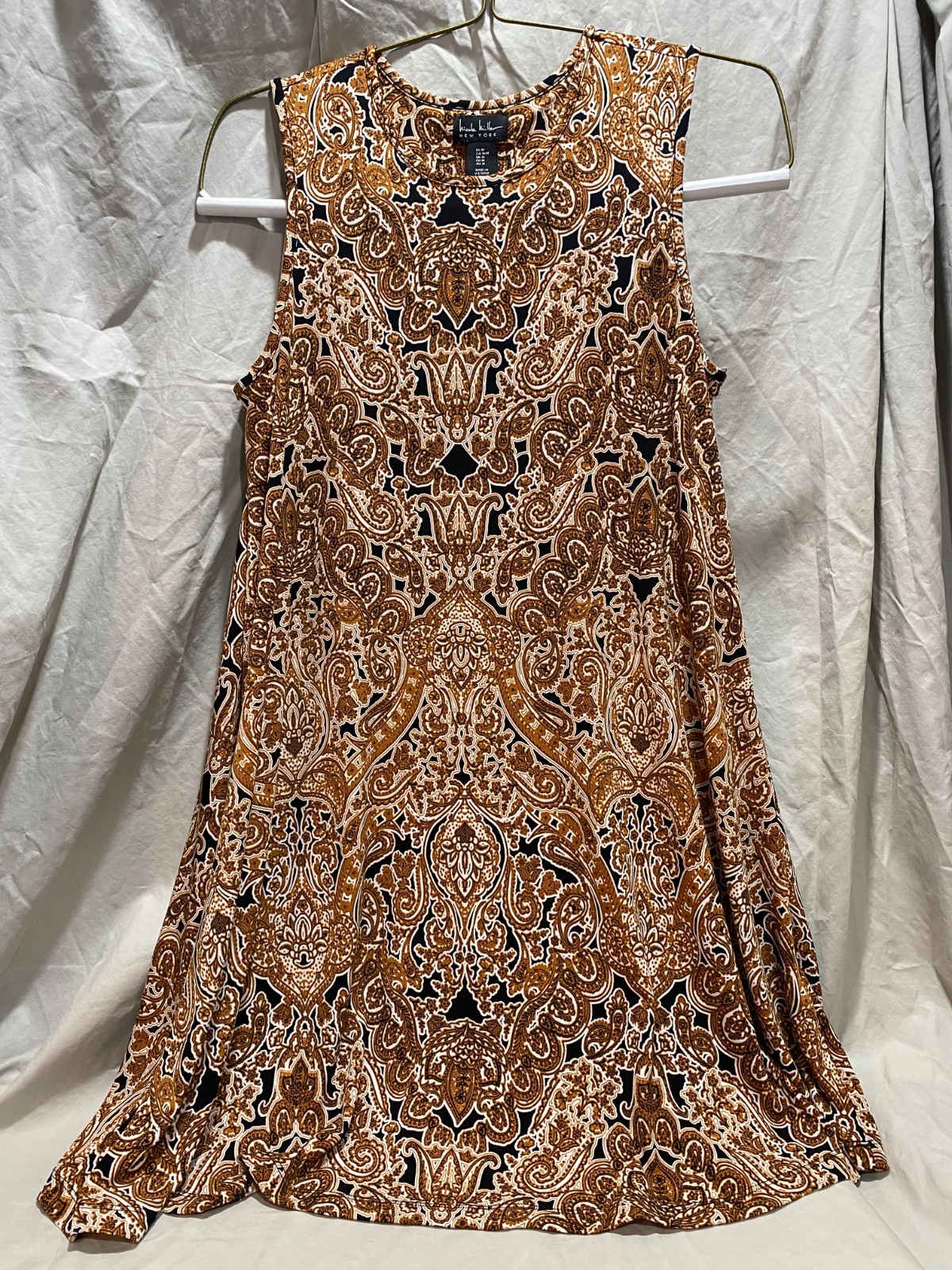 Nicole Miller New York Women’s Dress – Size M – Rust and Black Paisley w/Pockets