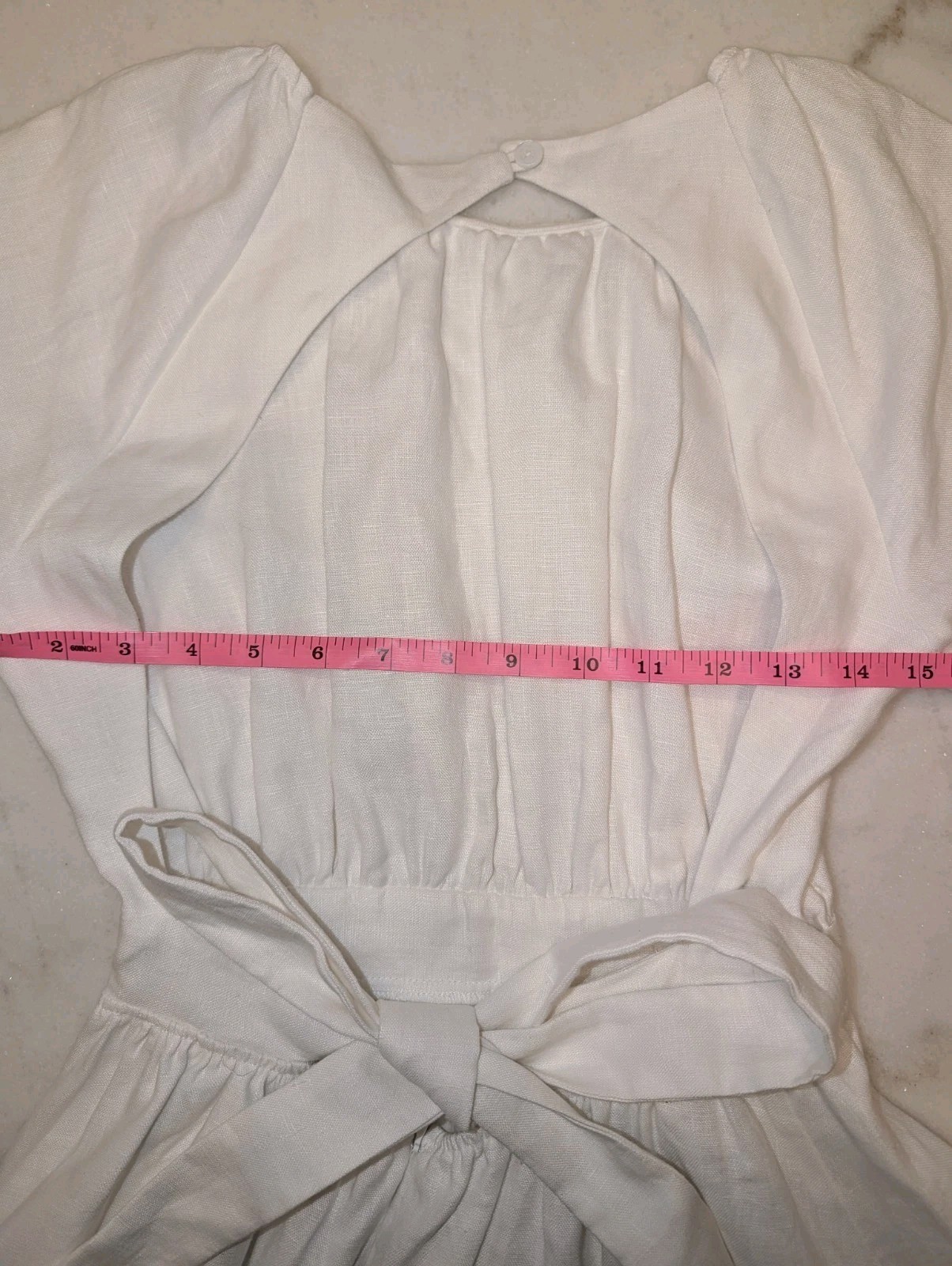 Reformation NWOT Sz 0 White Linen Open Back Adjustable Waist Tie Mini Dress