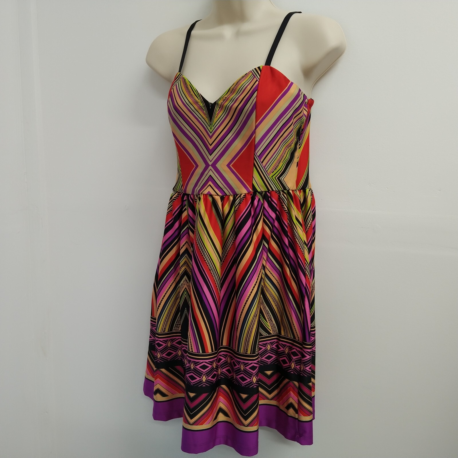 Bailey Blue Womens Sundress Size Medium Red Pink Yellow Sleeveless Fit Flare
