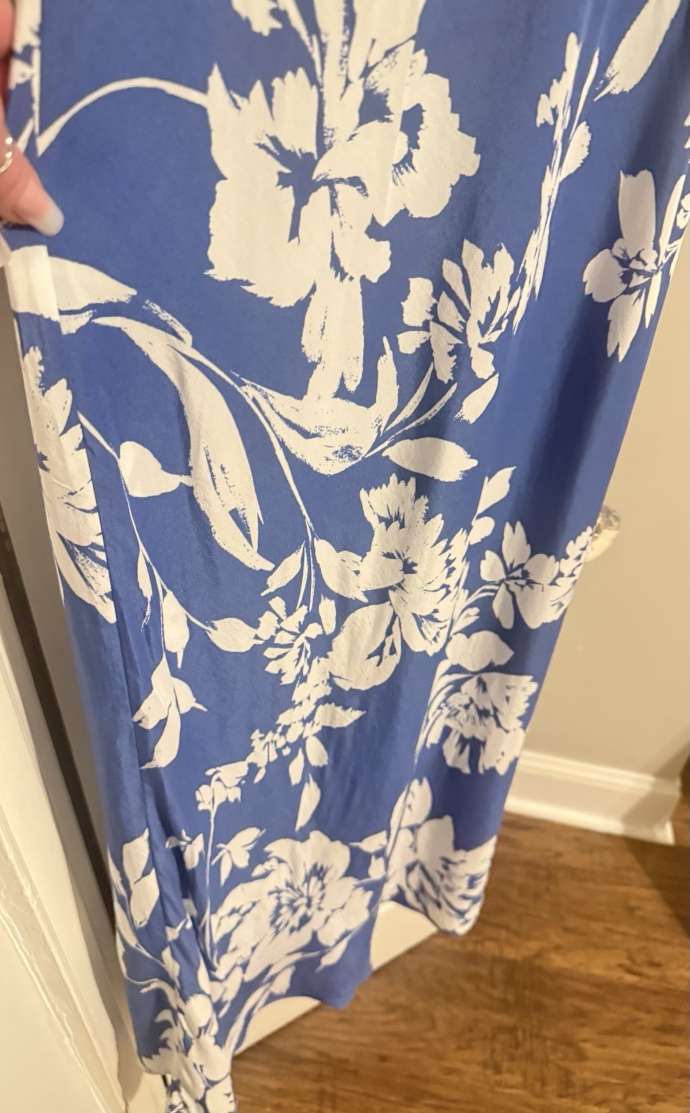 Madewell Periwinkle Blue White Calla Lily Floral Side Slit Maxi Dress 14