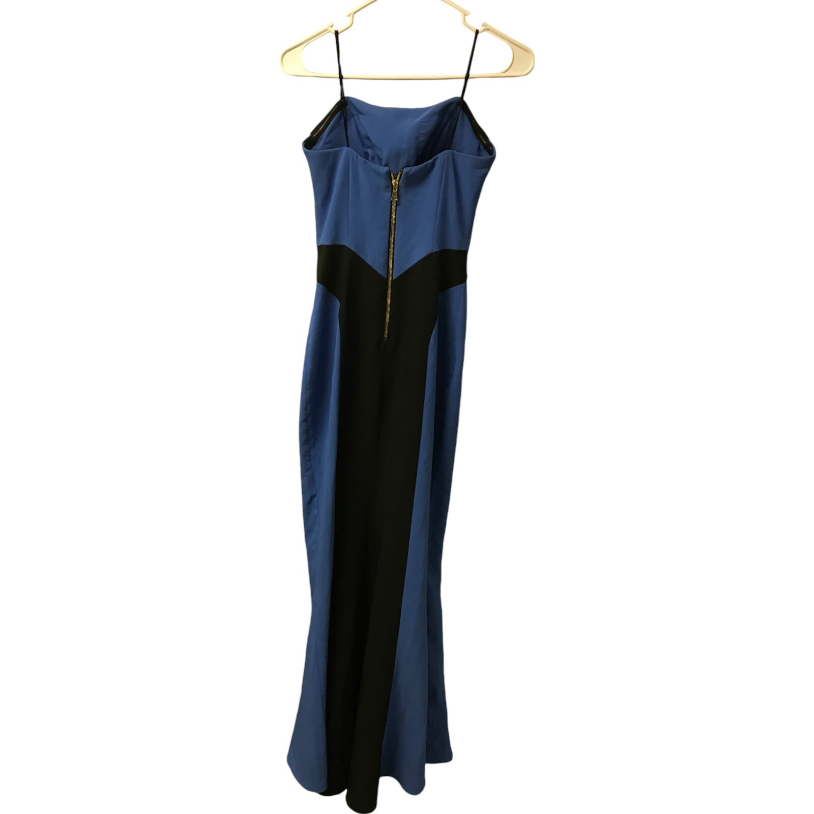 Maria Bianca Nero Stripe Woven Gown Womens 4 Blue Black Colorblock Strapless