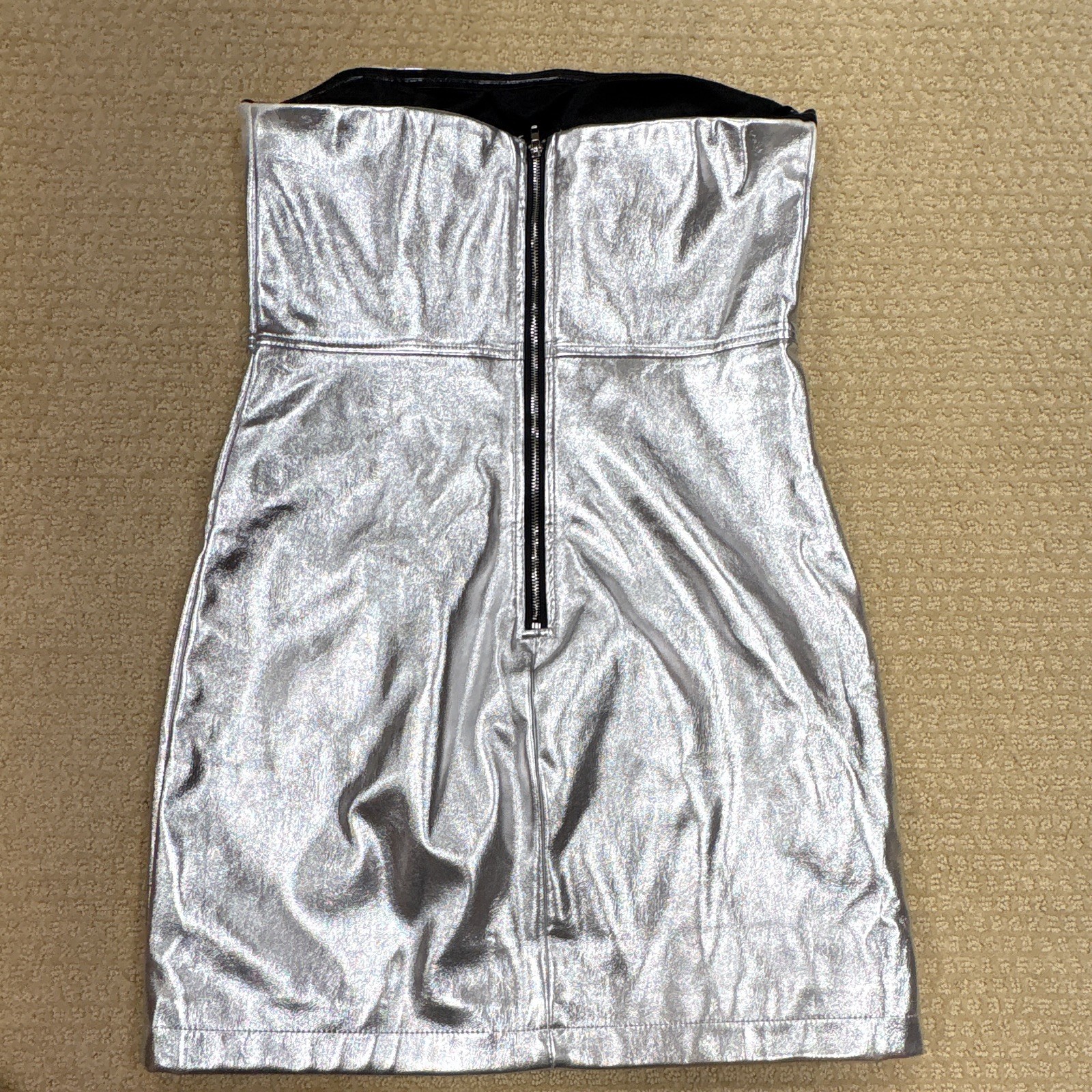Forever 21 Glittery Silver Strapless Dress Size Medium