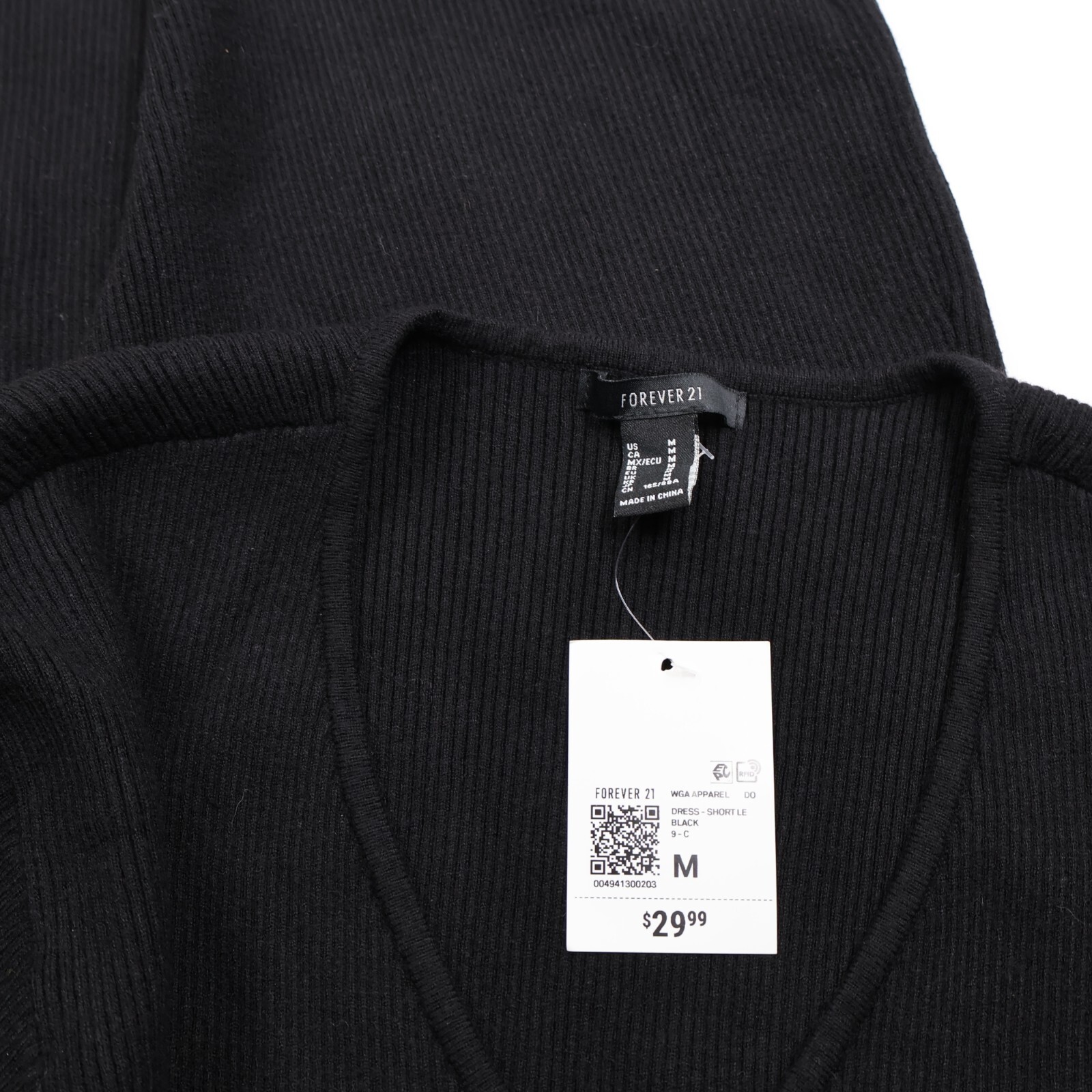 Forever 21 Black Sweater Dress Ribbed Bodycon Dress Long Sleeve Juniors Size M