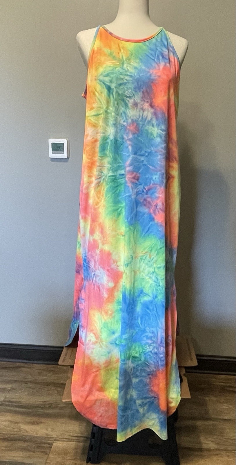 Heimish USA “Call It Fate” multi-color tie-dye halter maxi dress Women’s Medium