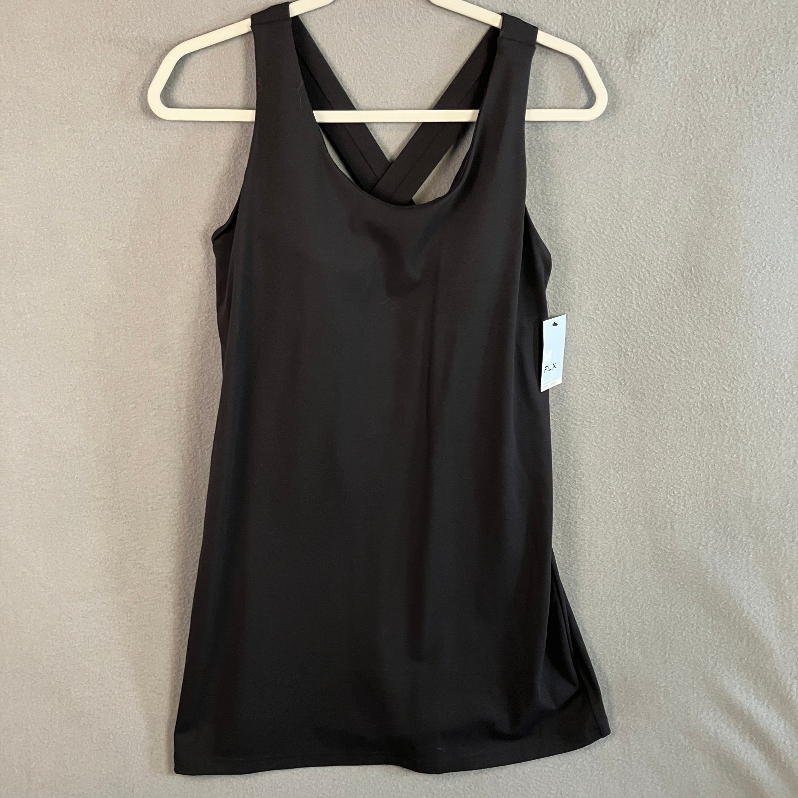 FLX Womens Black Active Travel Dress Size L Built In Shorts Moisture Wicking NWT