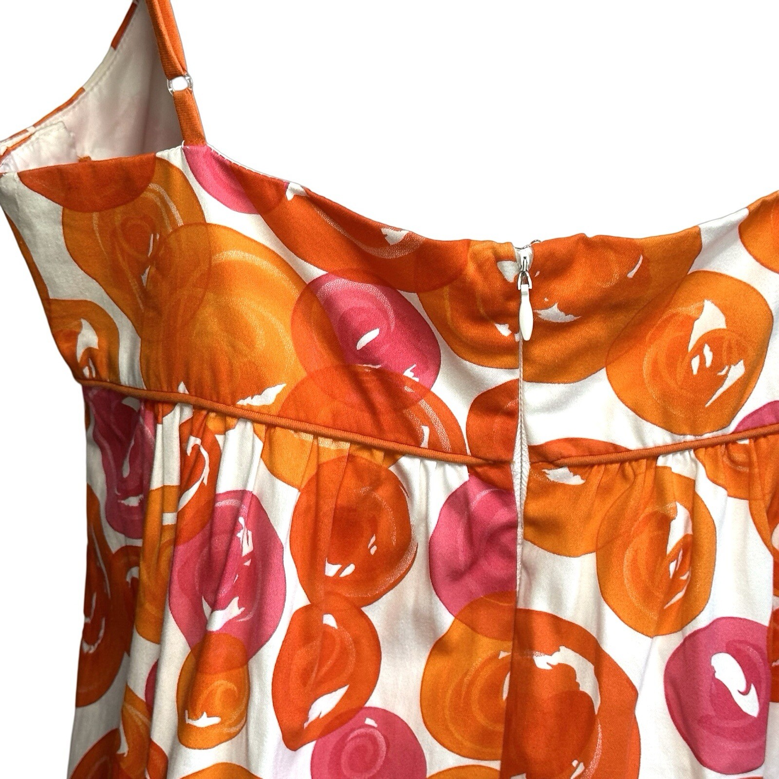 Signature London Style Spaghetti Strap Orange Pink Bubbles Dress Sundress Sz 14