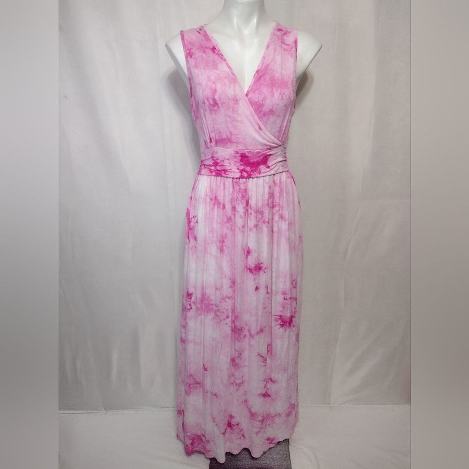 LILBETTER Pink Tie Dye Sleeveless Maxi Dress Beachwear Vacation Resort Medium