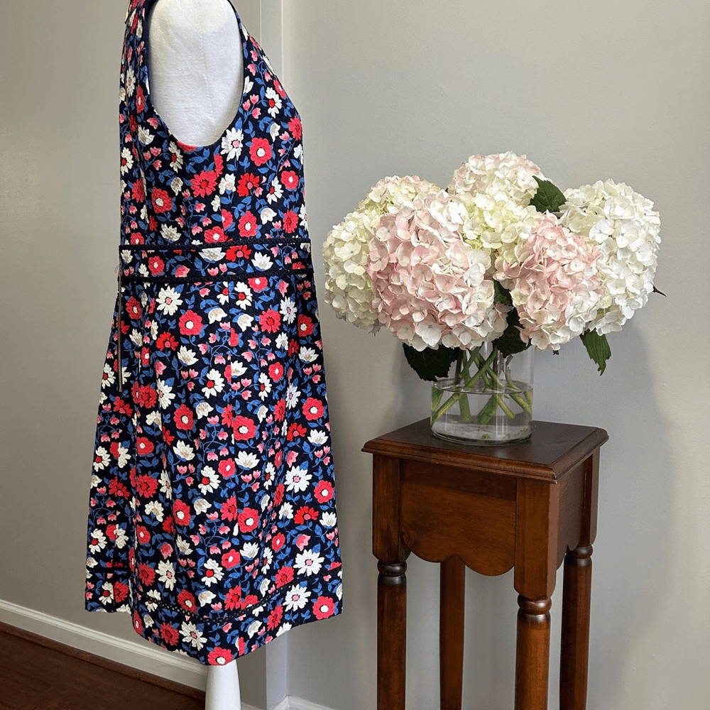 Kate Spade Blue and Red Sleeveless V-Neck Sheath