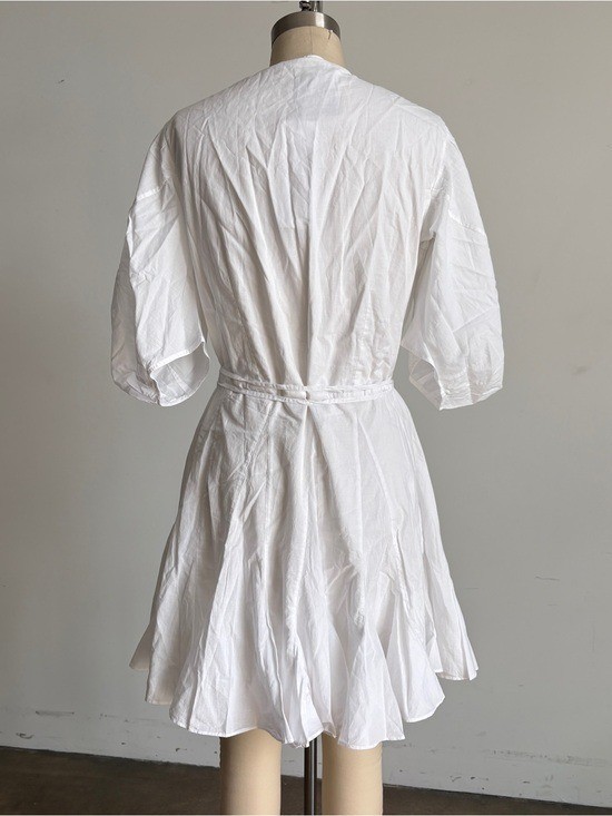 NWT RHODE “Claudine” Puff-Sleeve Wrap Mini Dress in White Sz X-Large