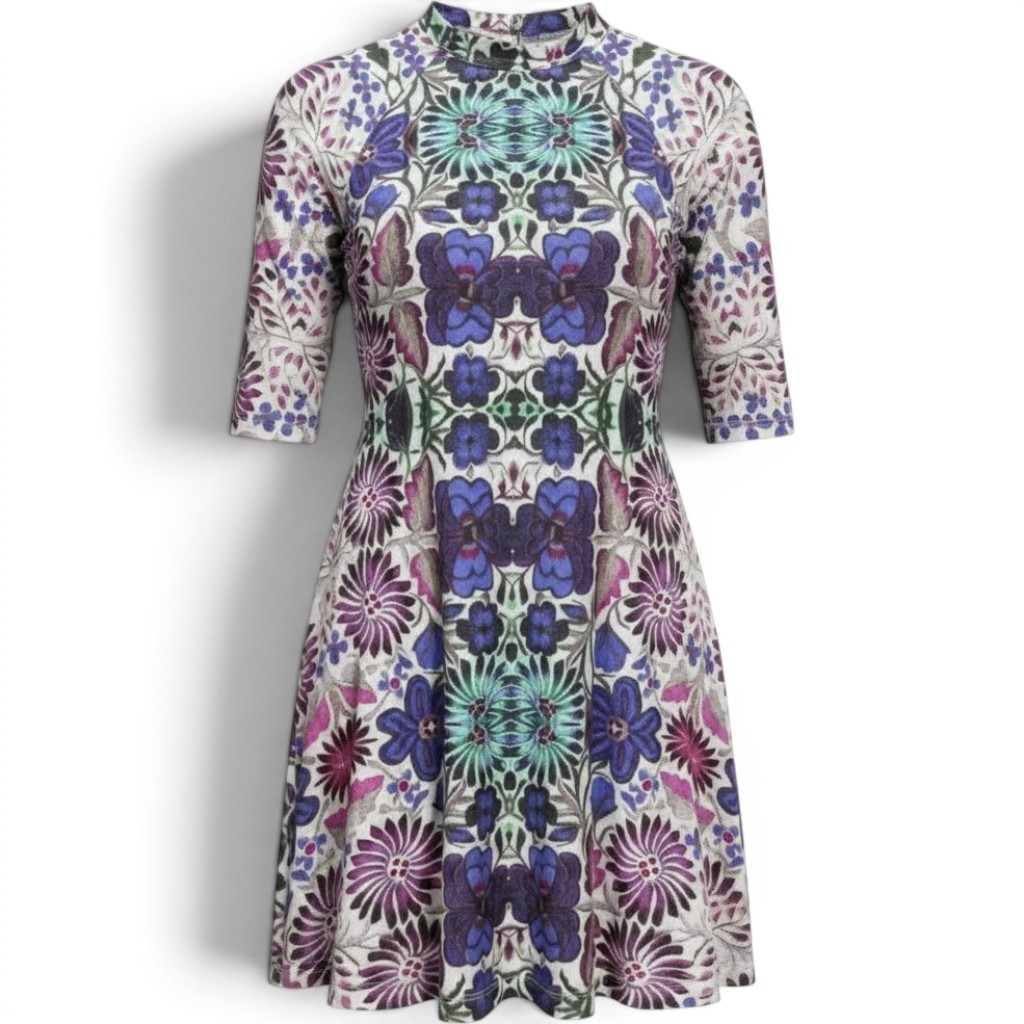 Free People Retro Romance Floral Midi Dress M Mock Neck Keyhole Boho Whimsigoth