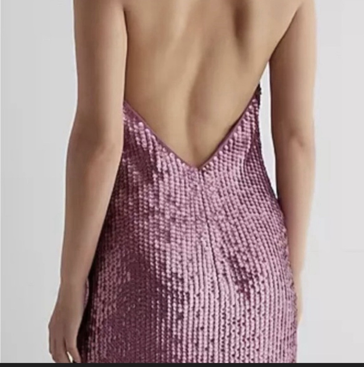 NWT LG Purple Sequin Backless Halter Mini Shift Cocktail Dress Mardis Gras LSU