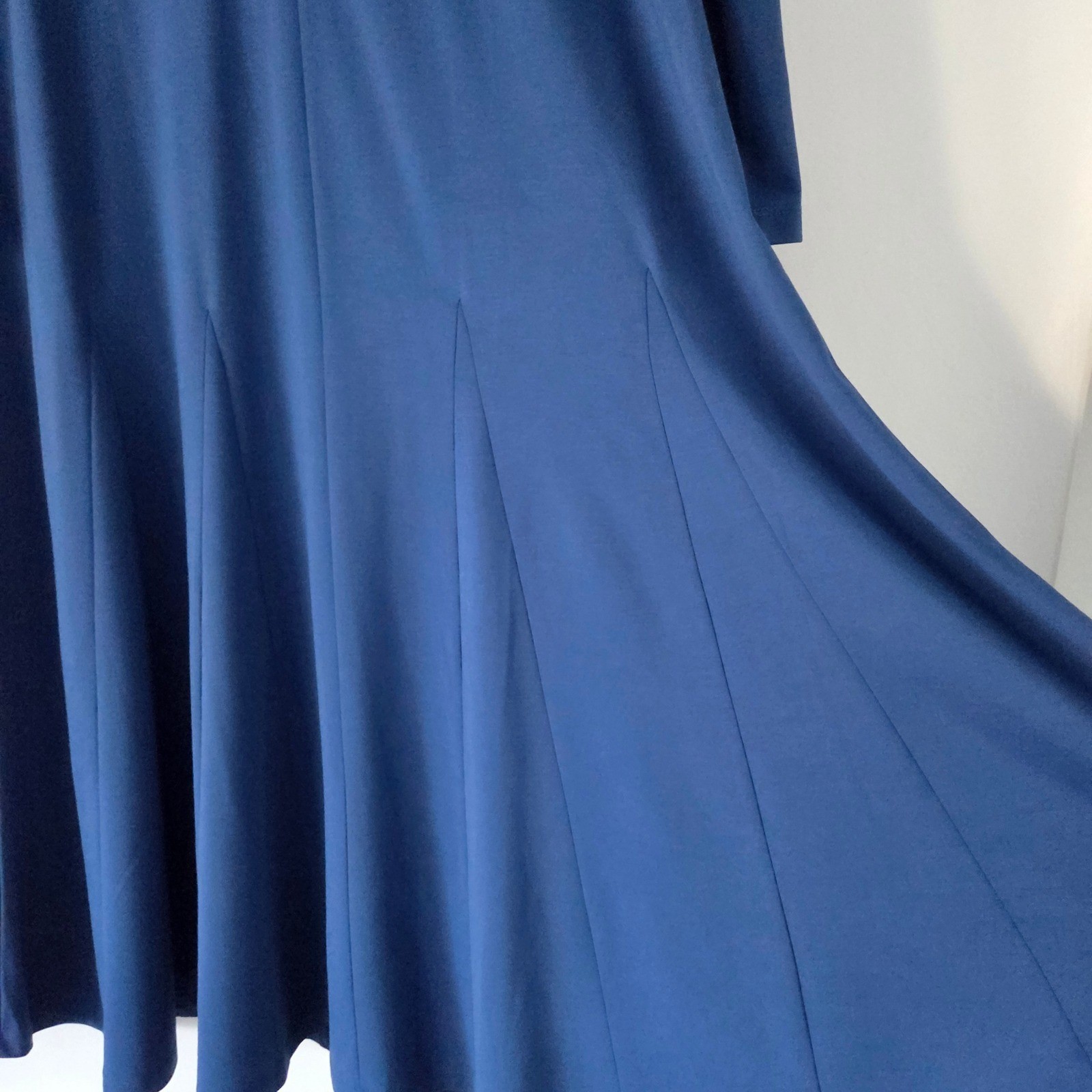 Chicos Navy Blue Long Sleeve Maxi Dress Boat Neck Button Cuff Size 2