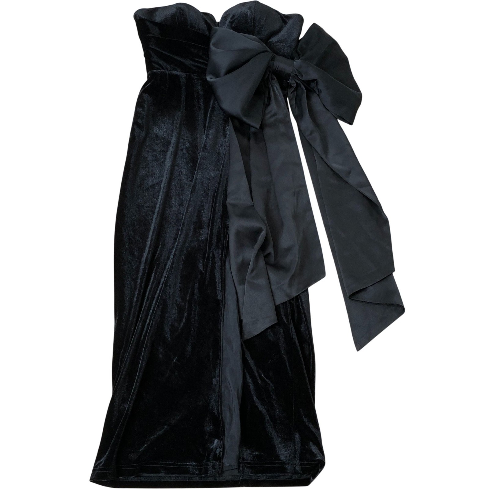 Jarlo Olga Dress Women’s Black Velvet Bow Detail Evening Gown Size 8