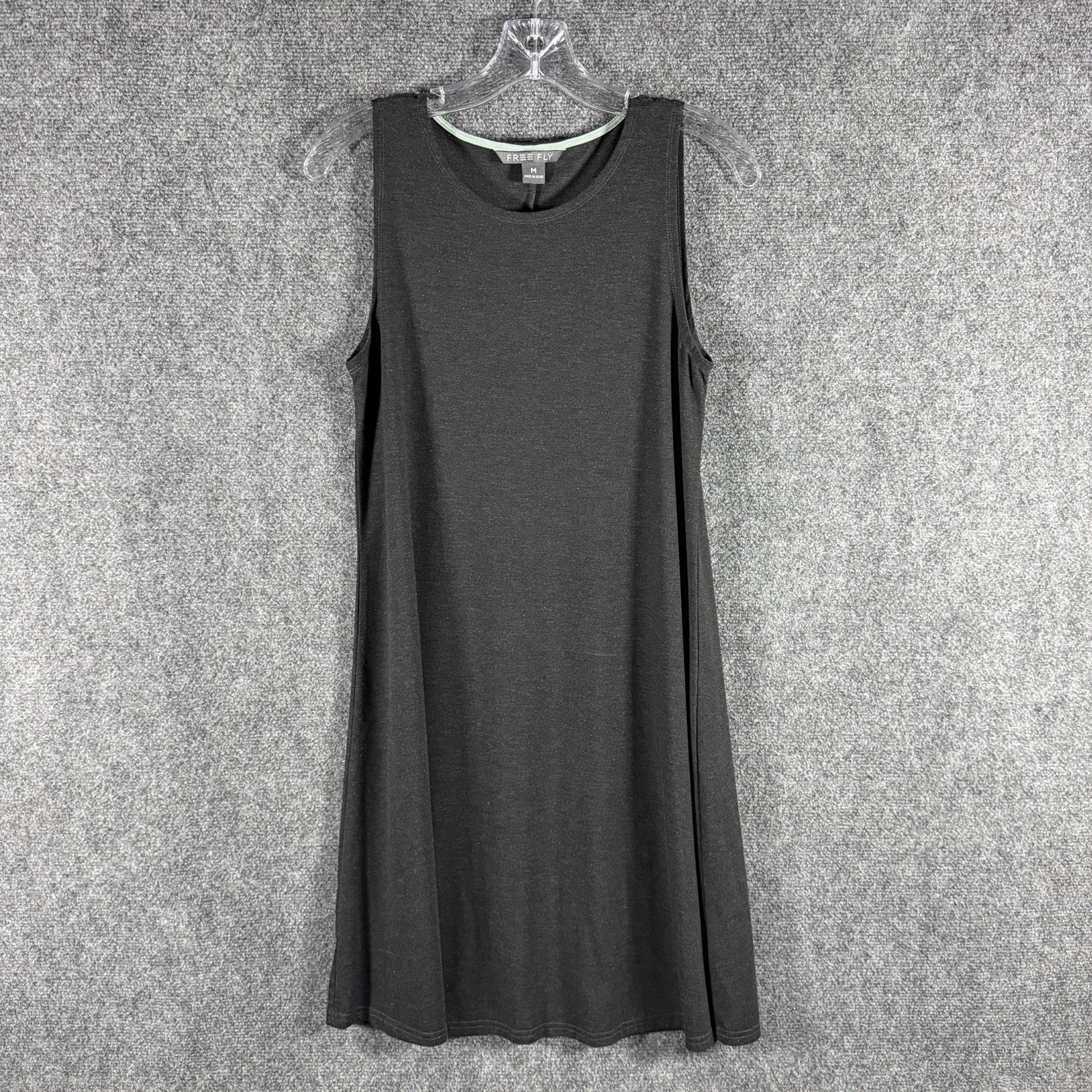 Free Fly Bamboo Flex Sleeveless Midi Dress Womens M Charcoal Stretch Casual Soft