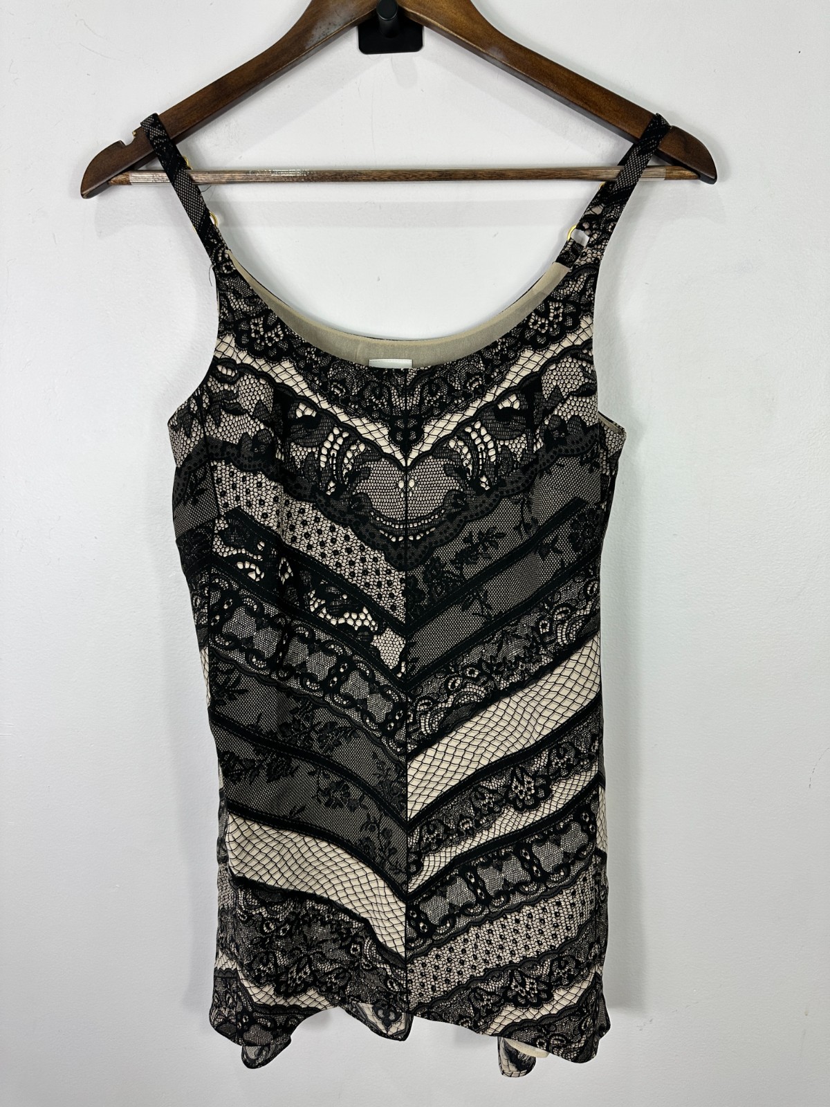 Cabi Mini Slip Dress Women XS Black Floral Sleeveless Gothic Dark Feminine Indie