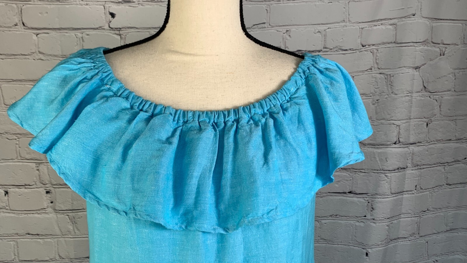 NEW Tommy Bahama Blue Linen Blend Off Shoulder Dress with Pockets Size XS