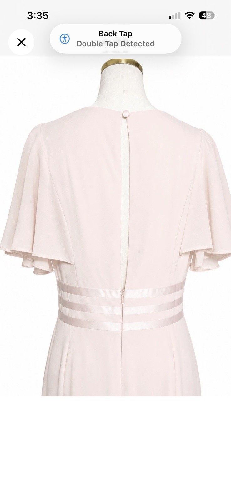 ASOS DESIGN Pink Solid Chiffon Maxi Dress V-Neck Flutter Sleeve Lined US 12