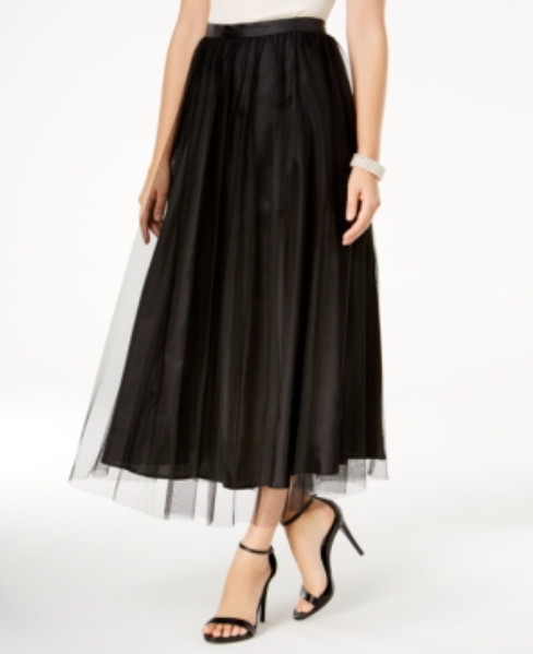 Alex Evenings Women’s Tulle Tea Length Dress Skirt Black sz.10 NEW