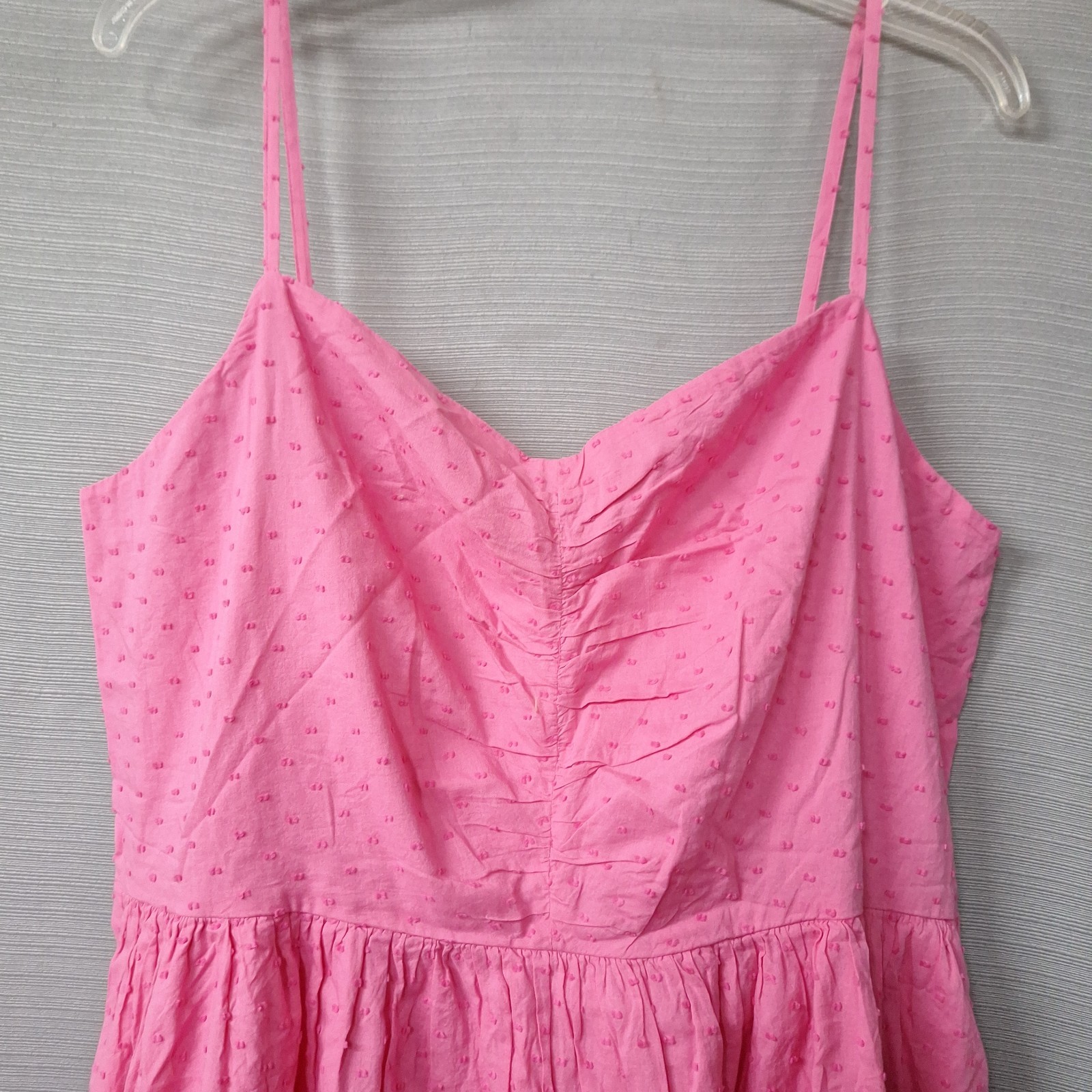 On 34th Pink Dot Sundress Sleeveless Smocking Midi Dress Ruffle Size XL