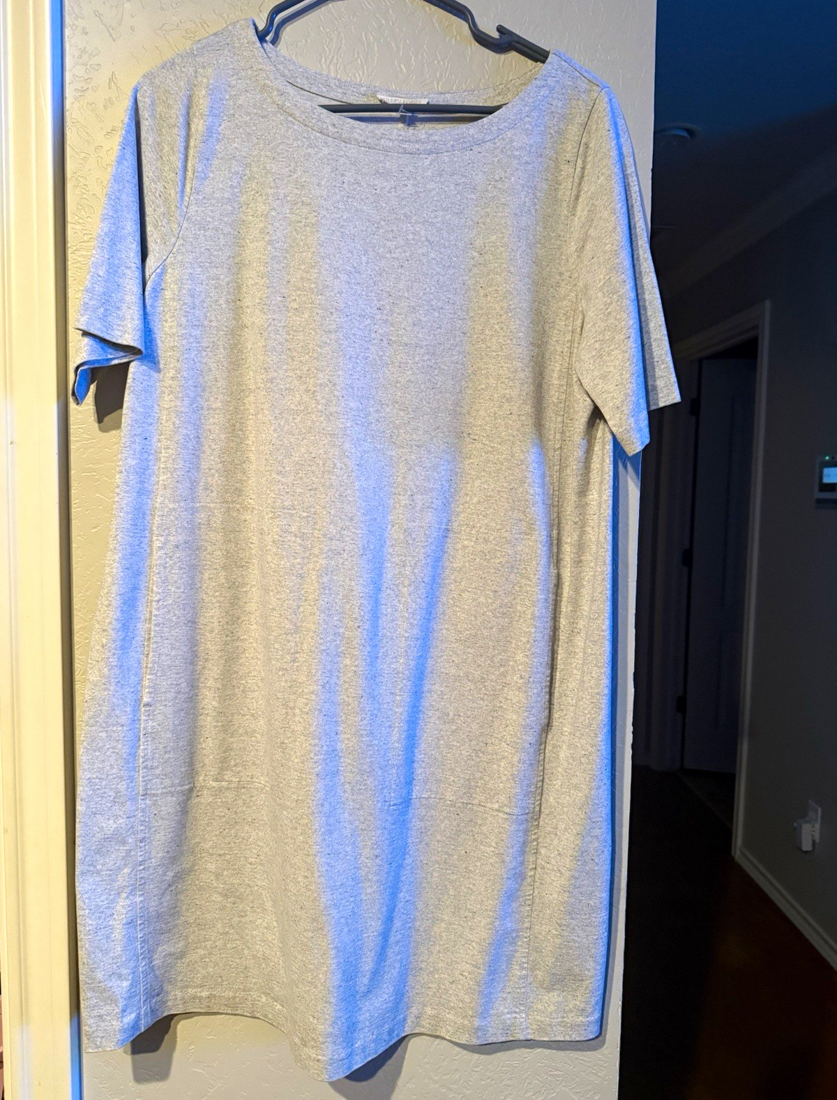 Eileen Fisher medium organic cotton Gray T-Shirt Dress Knee Length Short Sleeve