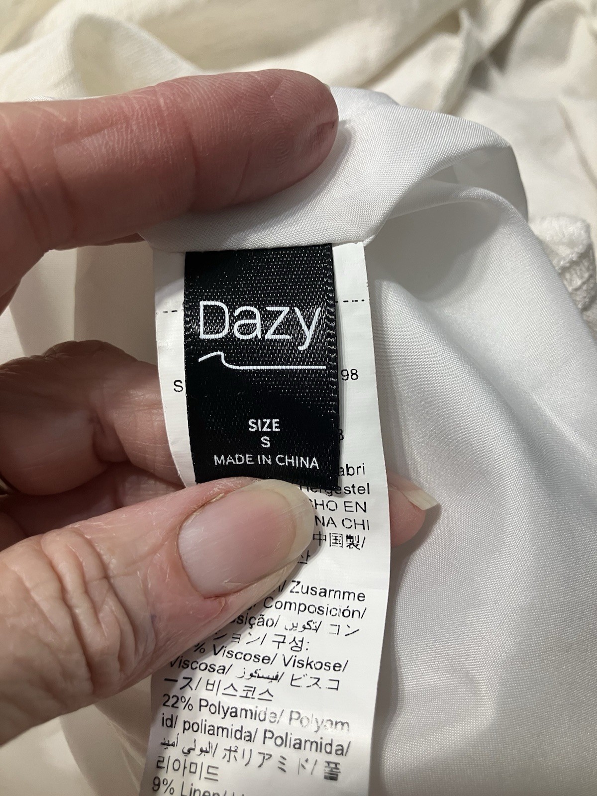 Dazy Beige Backless Maxi Dress Linen Blend Small