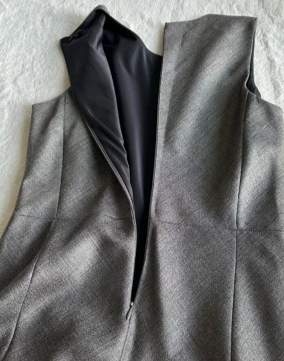 Theory Glipin Ginko Wool Silver Charcoal Sheet Dress 2