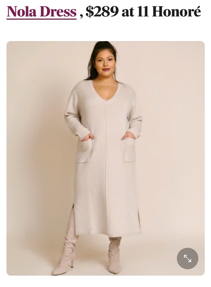 11 Honore Plus Size 4x Neutral Beige Wool-Cashmere Knit Sweater Pocket Dress