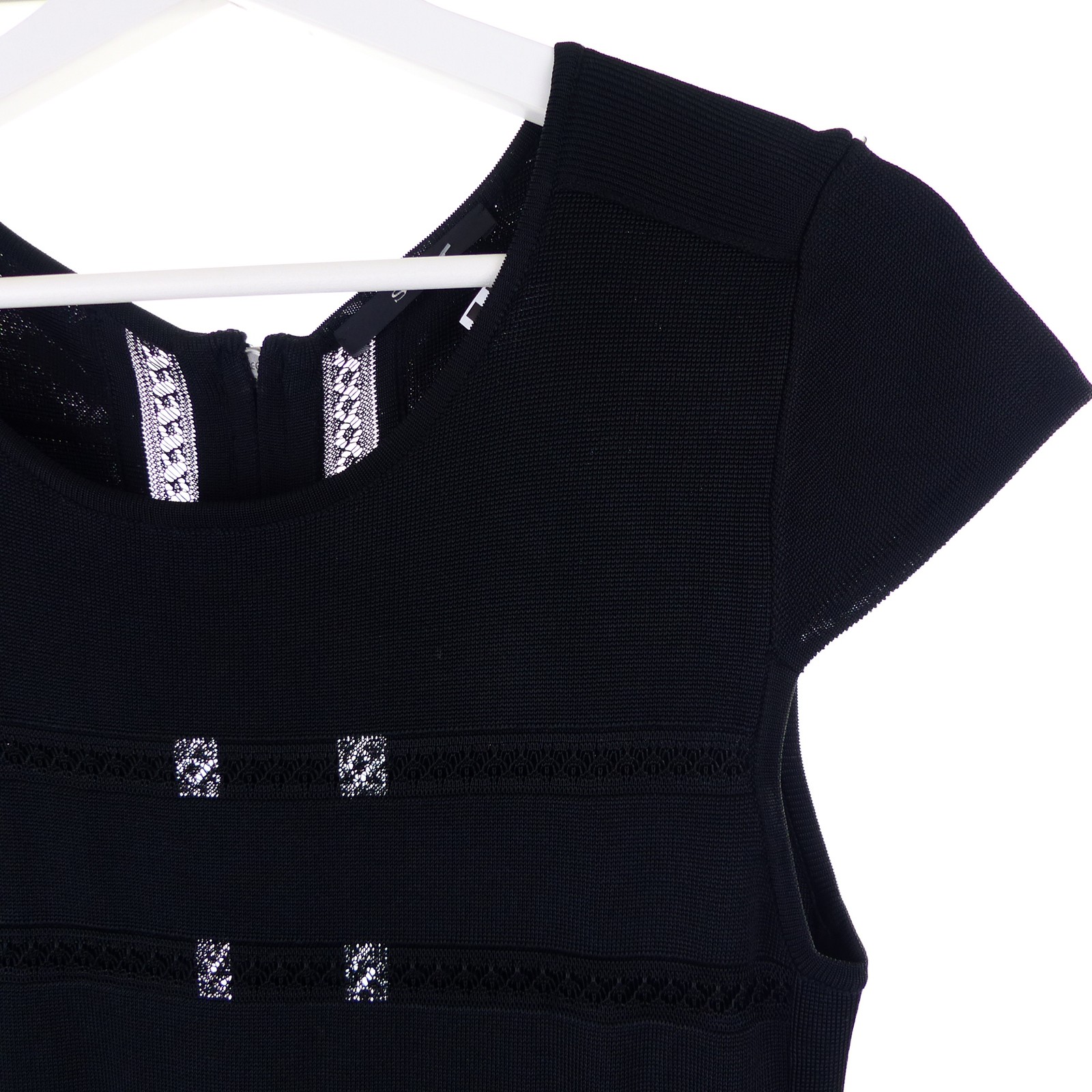 SET knitted dress eyelet pattern A-line knit dress black size 38
