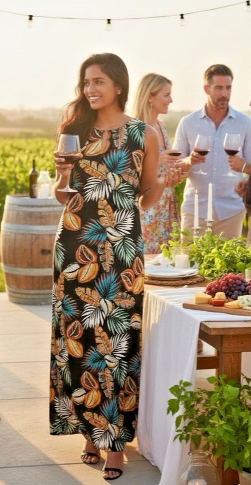 Harper 241 NWOT sleeveless womens lined maxi dress tropical vacation summer glam