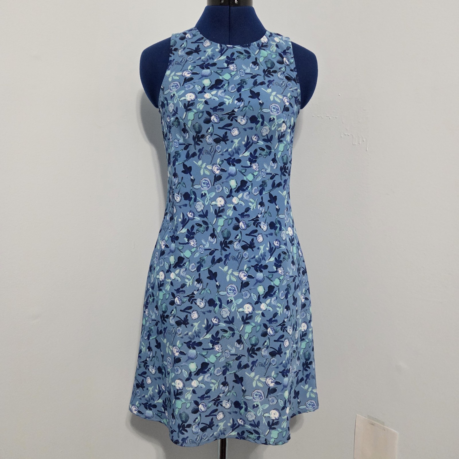 My Michelle Vintage Blue Floral Chiffon Mini Dress Size 5/6