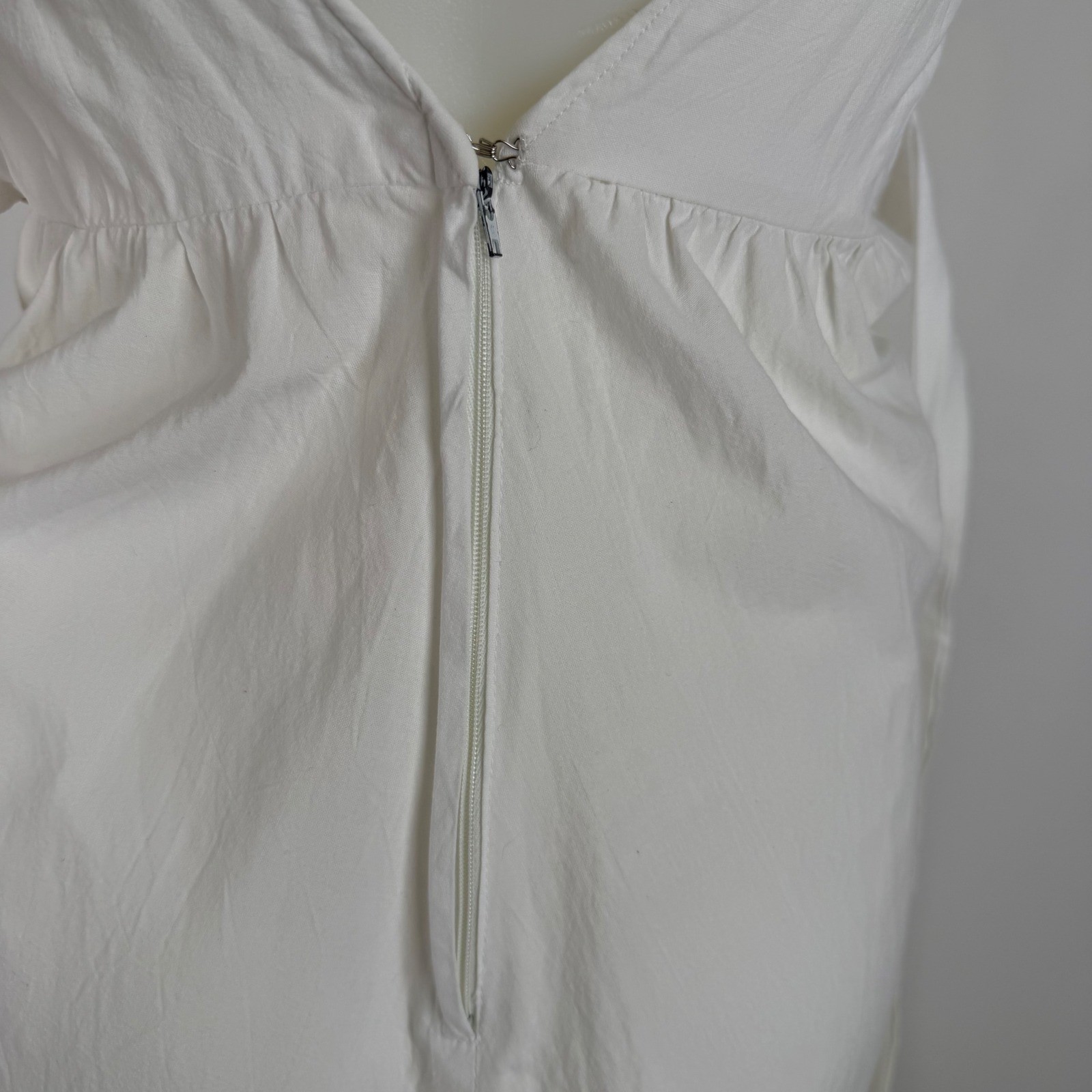 Vintage White Cotton Eyelet Lace Maxi Dress Embroidery V-Back Summer Boho XS