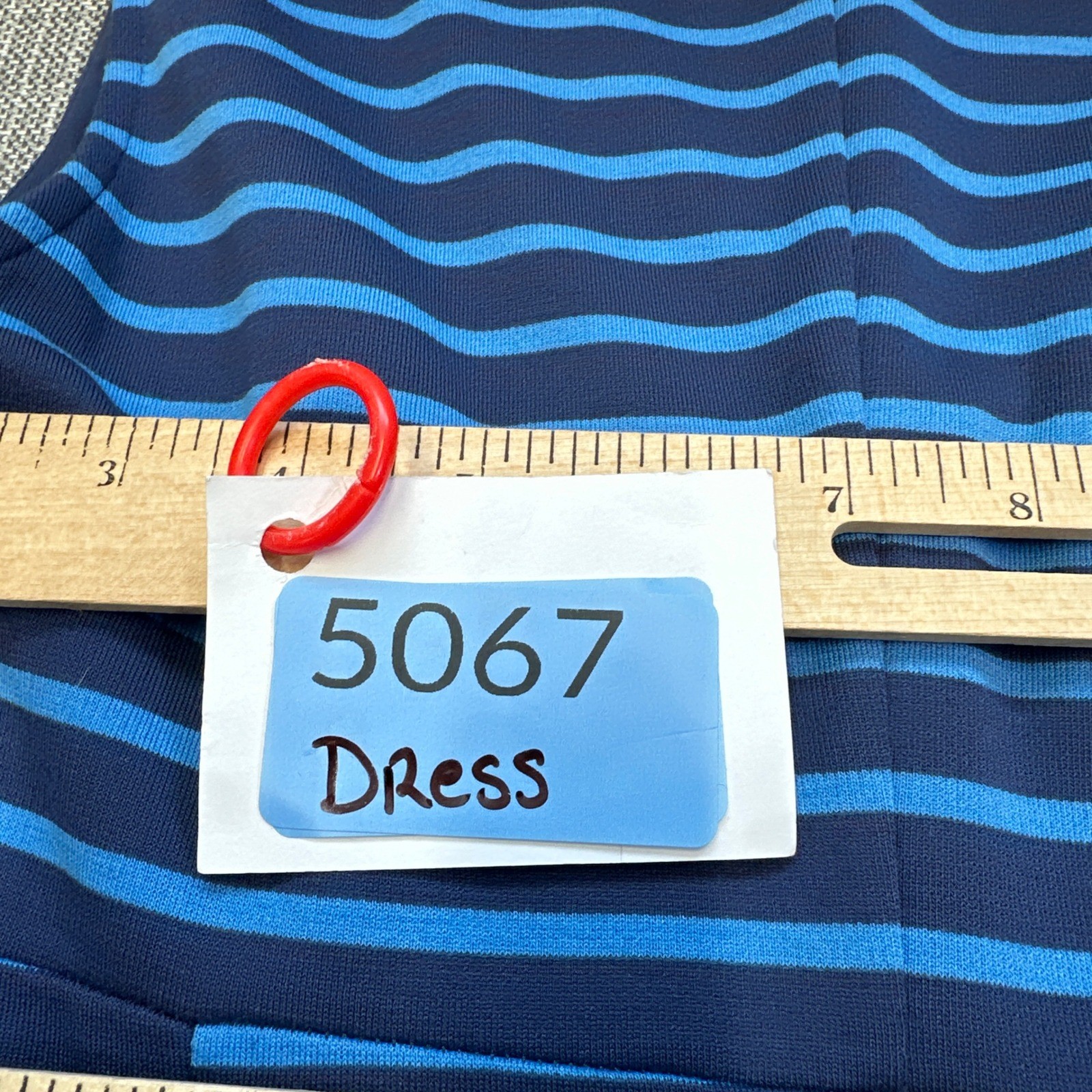Peter Som for DesigNation Fit & Flare Dress size 4 Indigo Blue Striped Stretch