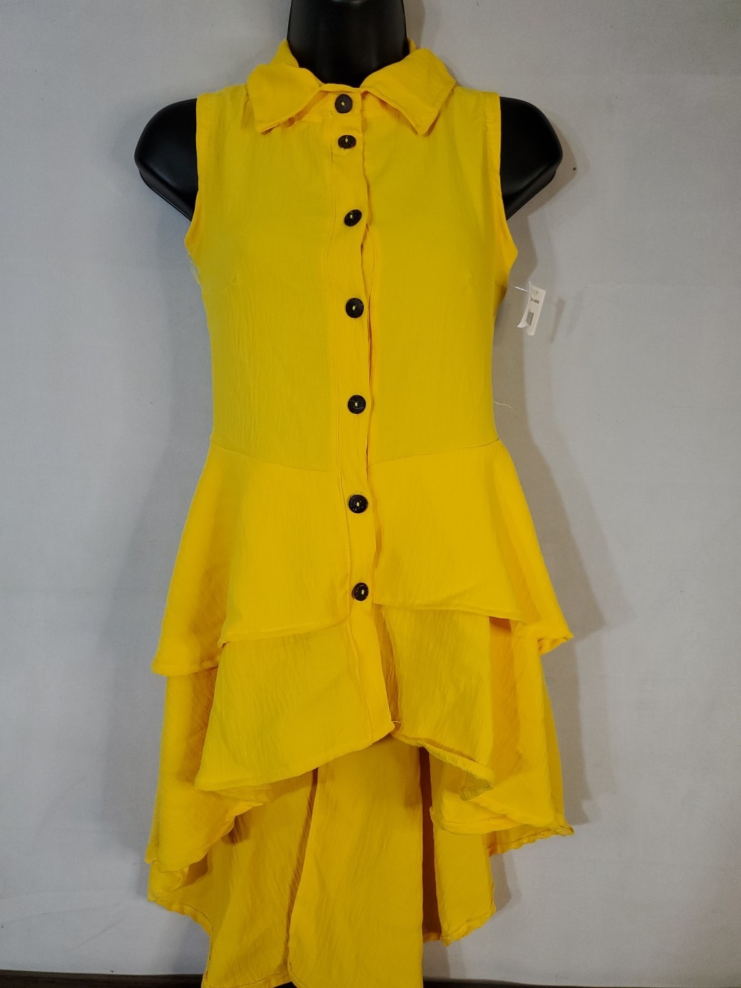 Love Heart Sleeveless Collared Dress Women’s Size Small Button Down Skater Prepi