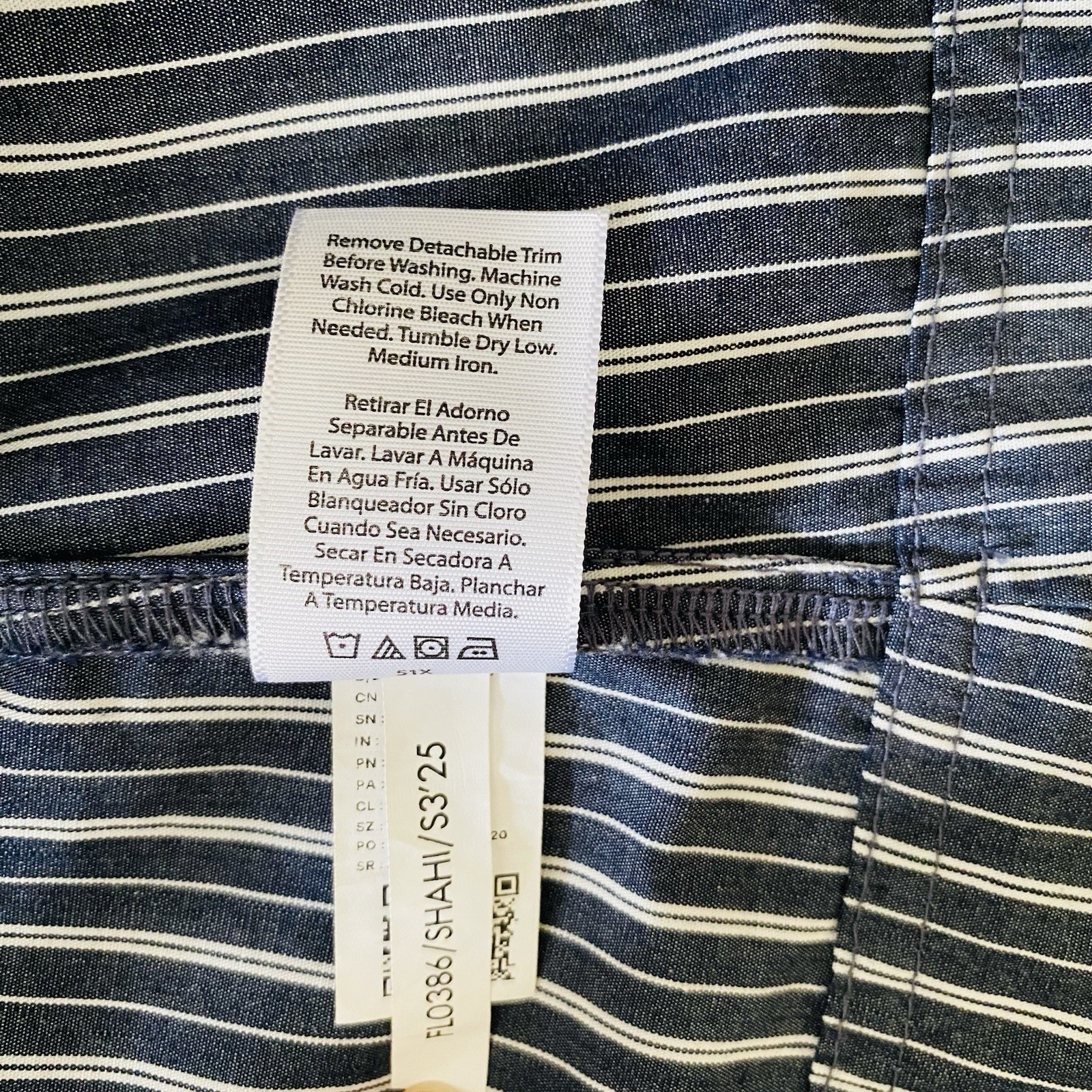 Free Assembly | Belted Cotton Utility Midi Dress Pockets Navy White Striped | XS