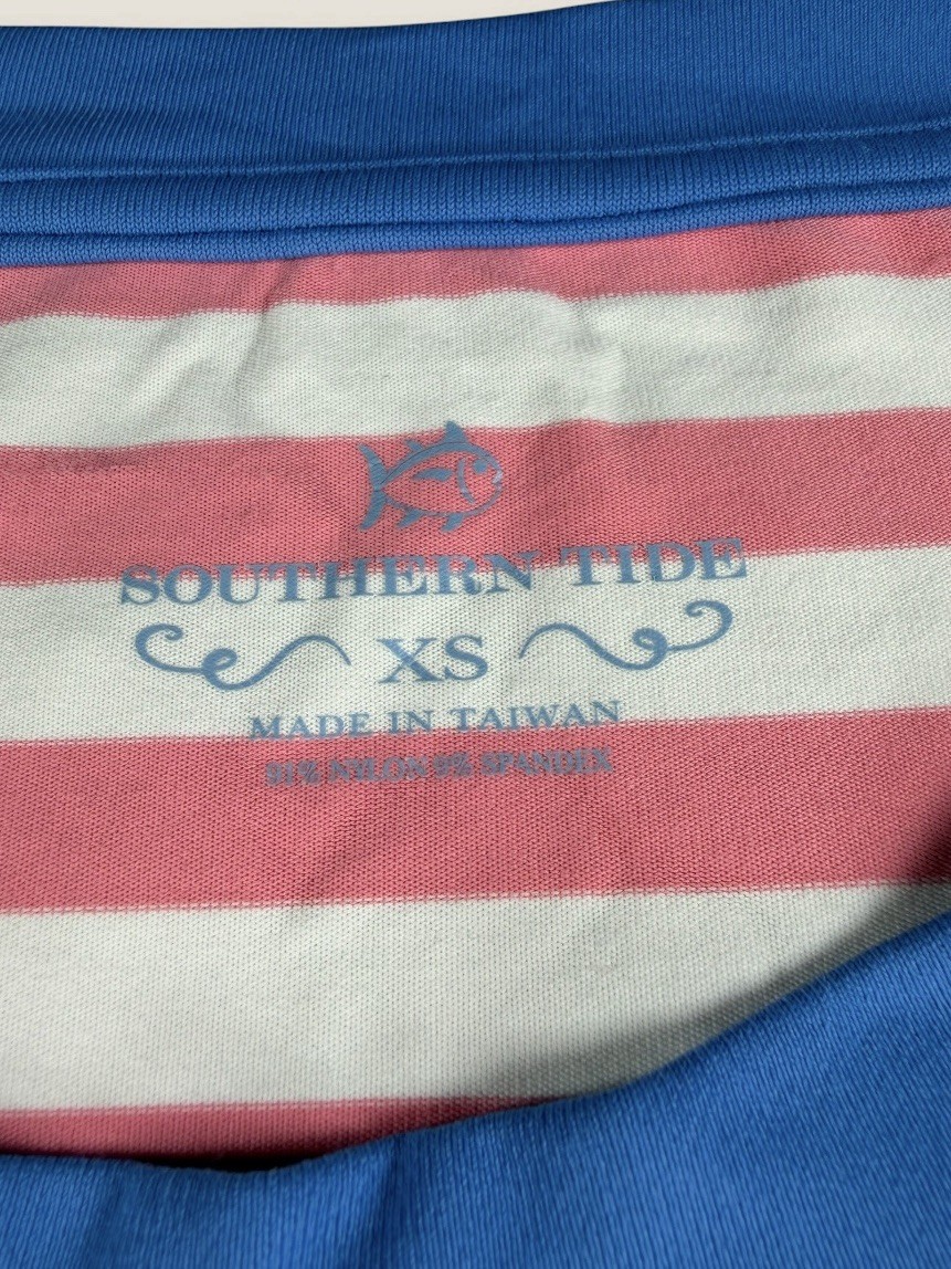 Southern Tide Dress XS Pink White Striped Nylon Spandex T-Shirt Dress Casual