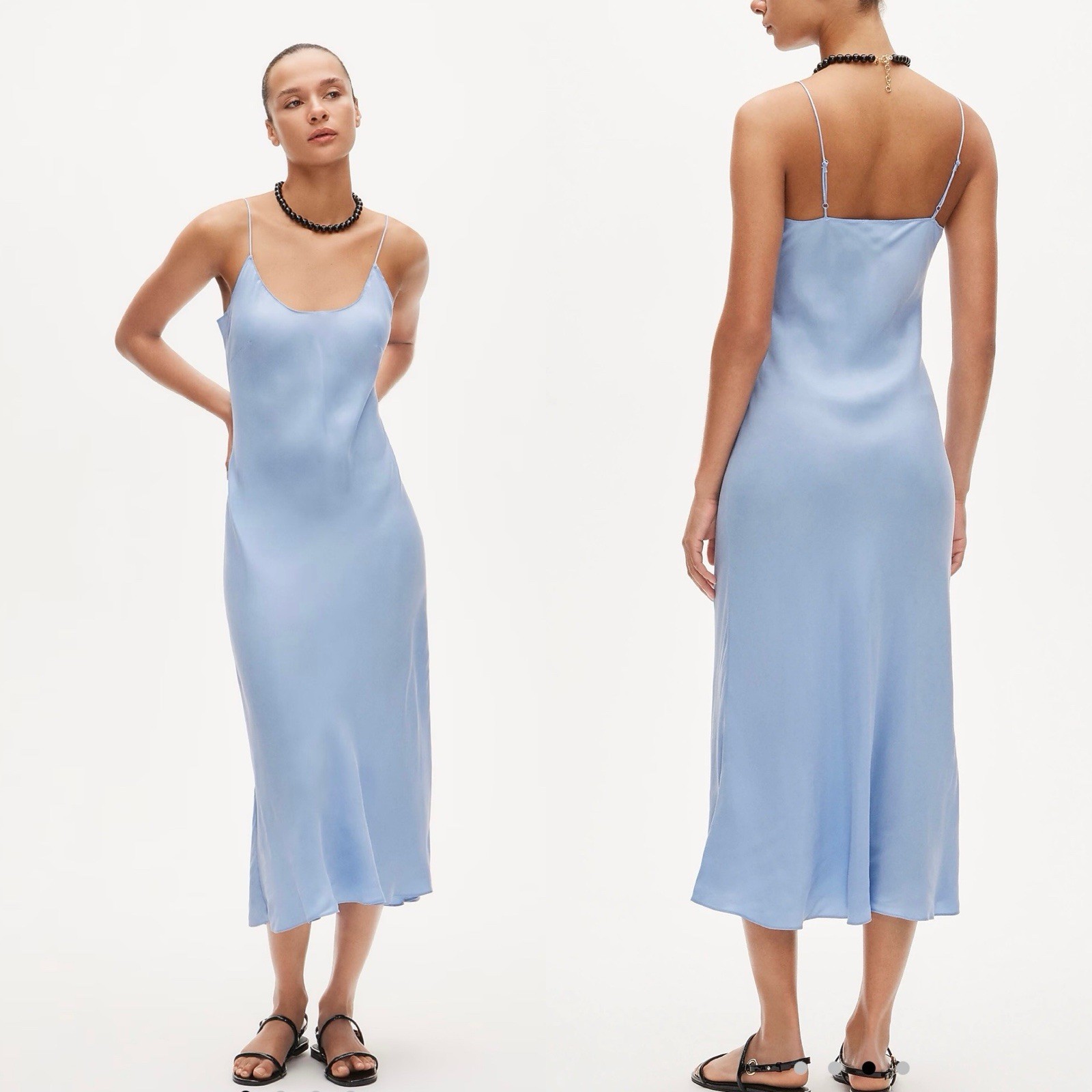 J. Crew Gwyneth Slip Dress Fountain Mist 10 Adjustable Strap Charmeuse Satin NWT