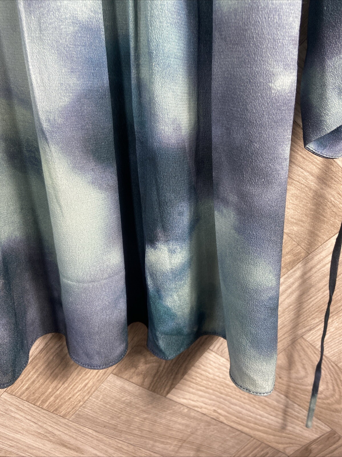 Fig & Basil Blue/Green Ombré/Dye Print Long Sleeve Dress 12 New