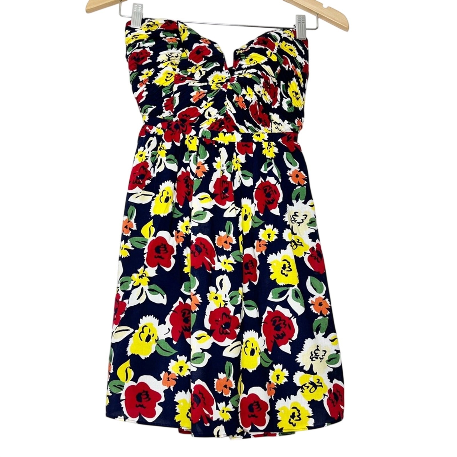 Kimchi Blue Navy Floral Strapless Mini Cut-out Back Dress Women’s Size Small