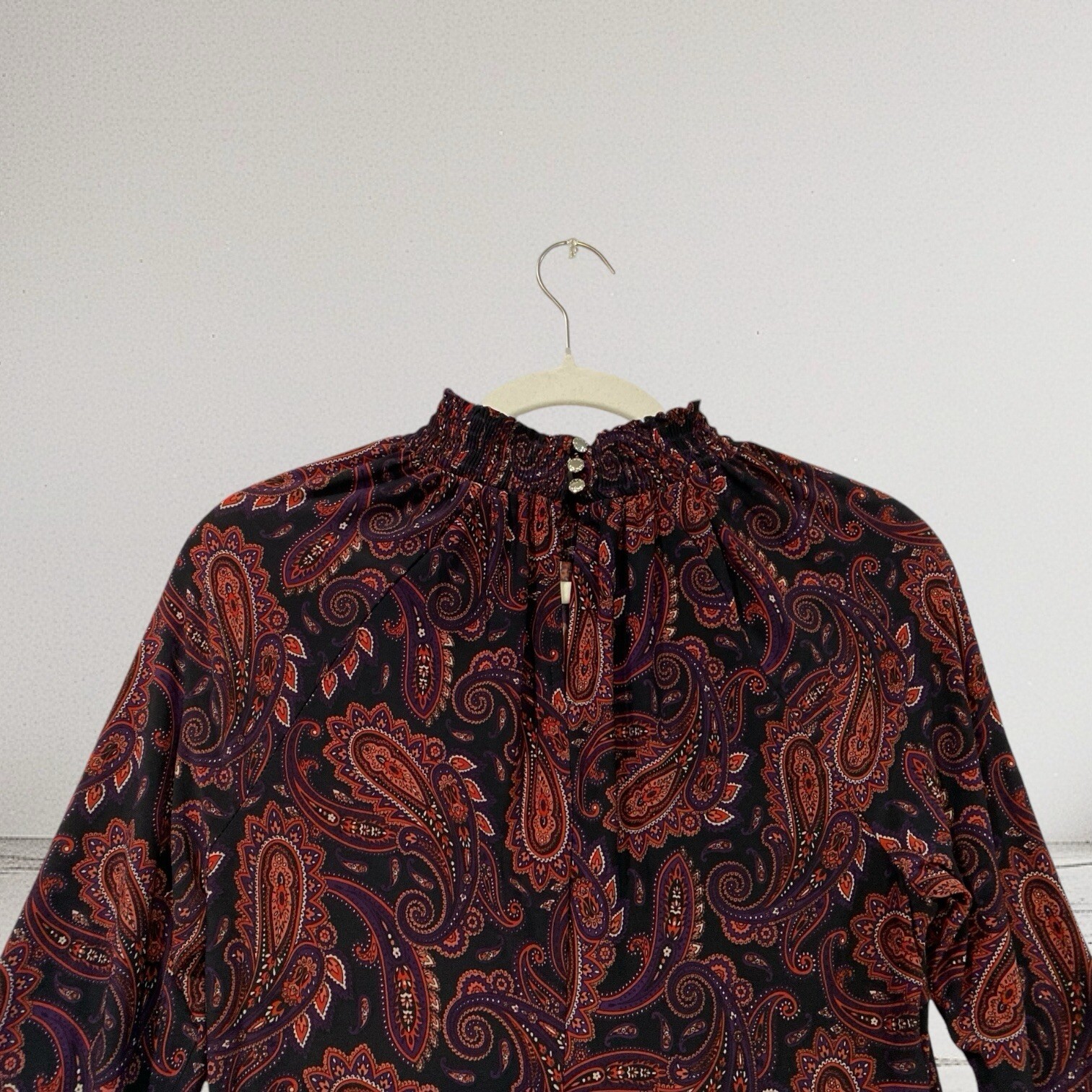 Tommy Hilfiger Paisley Smocked Mock Neck Dress Size 4 Elegant Summer Chic $129
