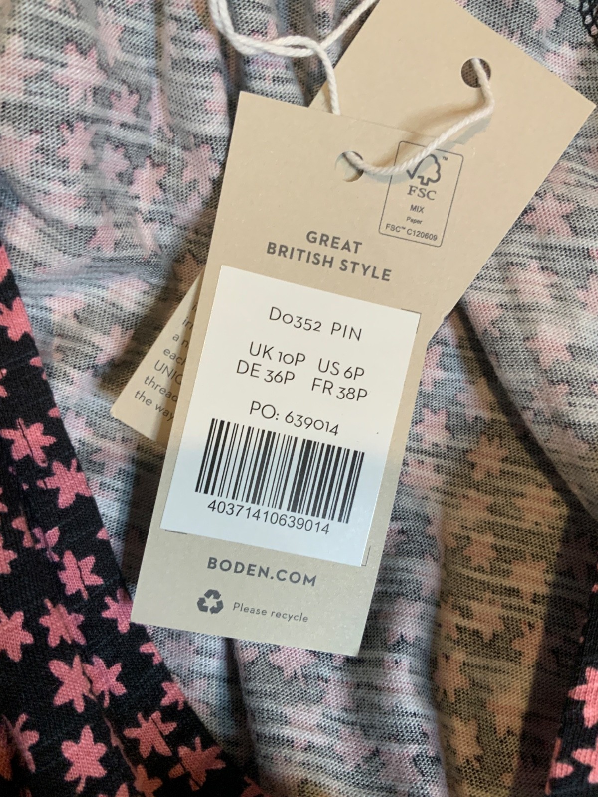 Boden Black & Pink Floral Patterned Midi Dress, Size 6P, NWT! $168.00