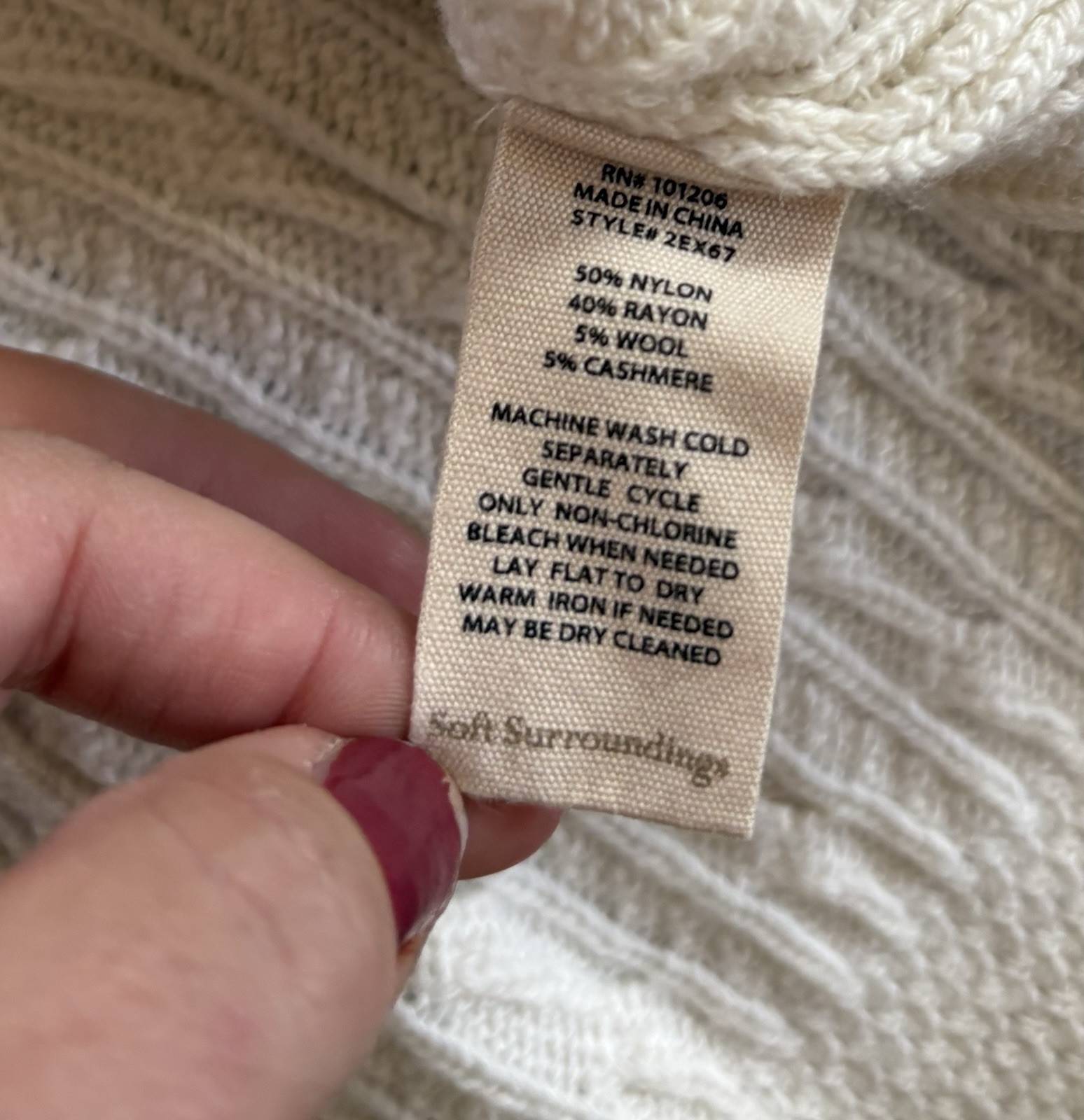 Soft Surroundings Nordic Cable Knit Sweater Dress White Wool Cashmere Blend Sm