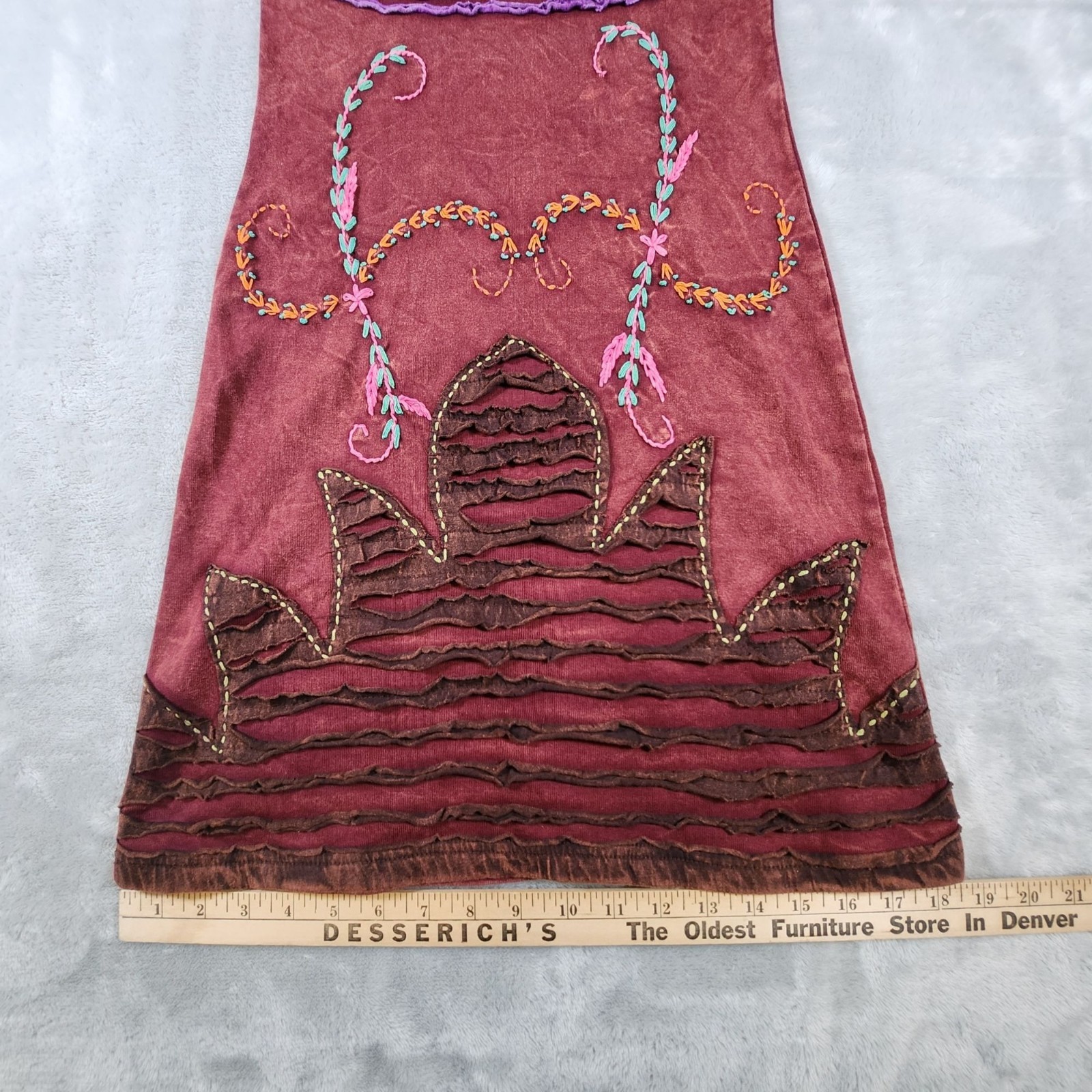 KPC Nepal Embroidered Sleeveless Dress Colorful Small Festival Hippie Boho Artsy