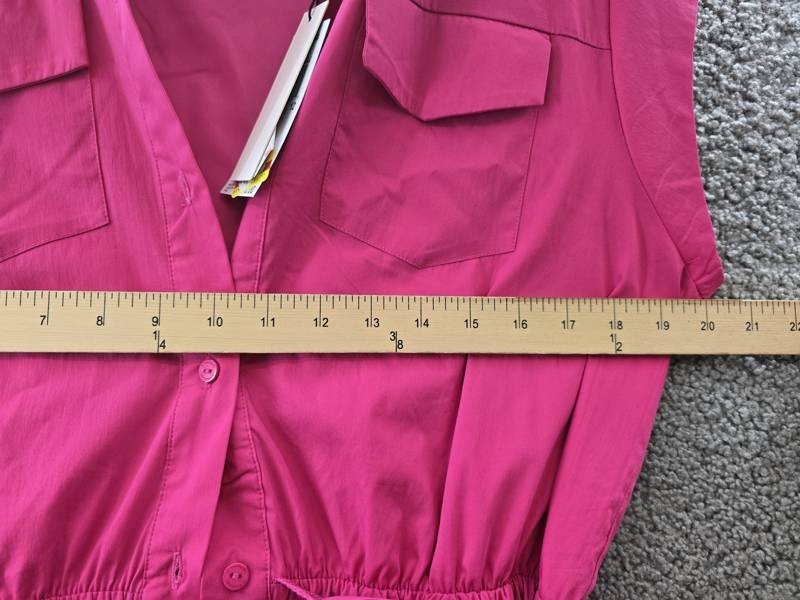 T Tahari Spread-Collar Button-Front Midi Dress Women’s 12 Tulip Pink Belted