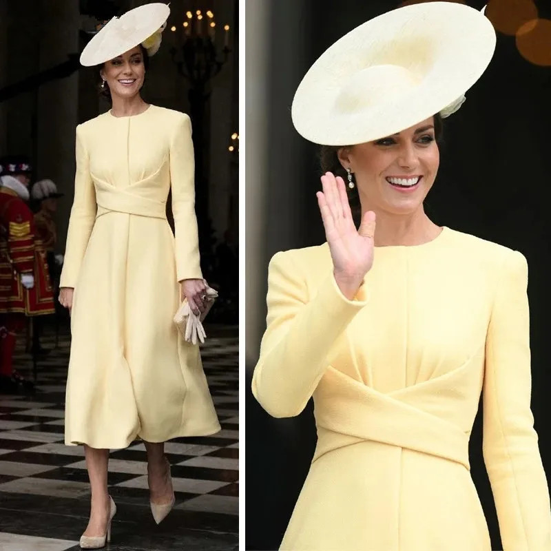 Spring Autumn Mother of the Bride Dresses Tea-length Princess Kate Long Sleeve