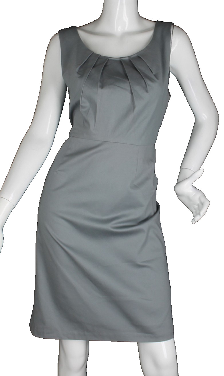{MOSSIMO} Dress Gray Sheath Sz. 12 Pleated Knee Length Lined Zip Summer