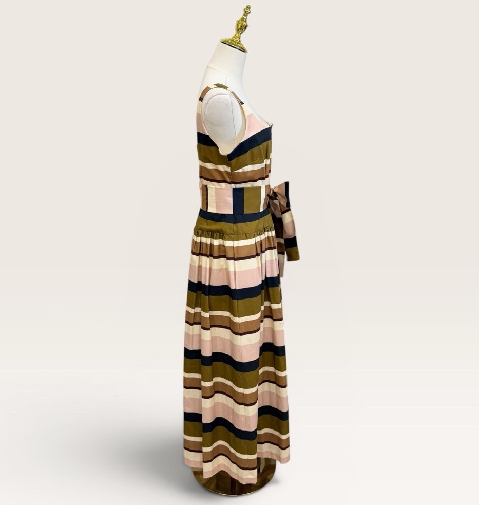 Antonio Melani The Style Bungalow Luncheon Striped Belted Maxi Dress SZ 14 NWT