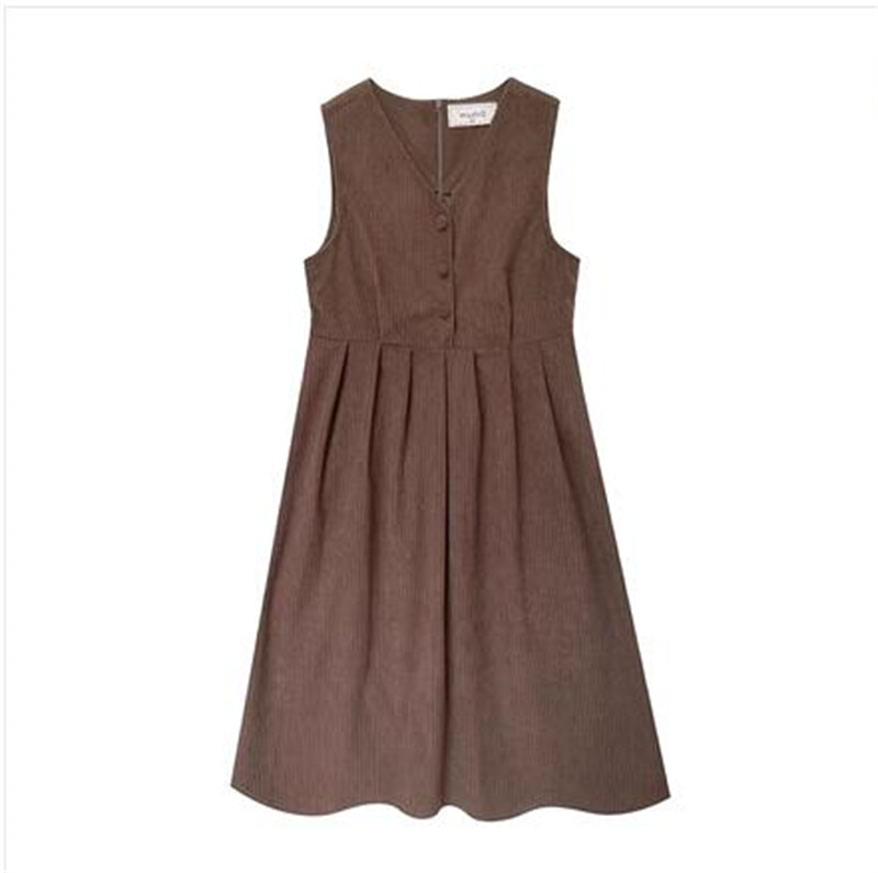 Korean Women Retro Corduroy Preppy style Dress Autumn/Winter Casual