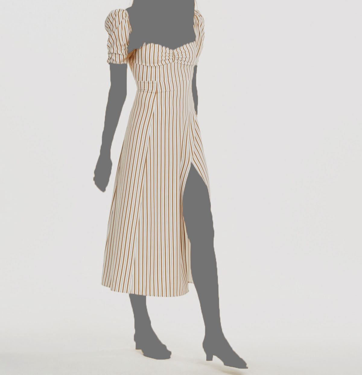 $99 Danielle Bernstein Women’s White Striped Beige Midi Dress Size 8