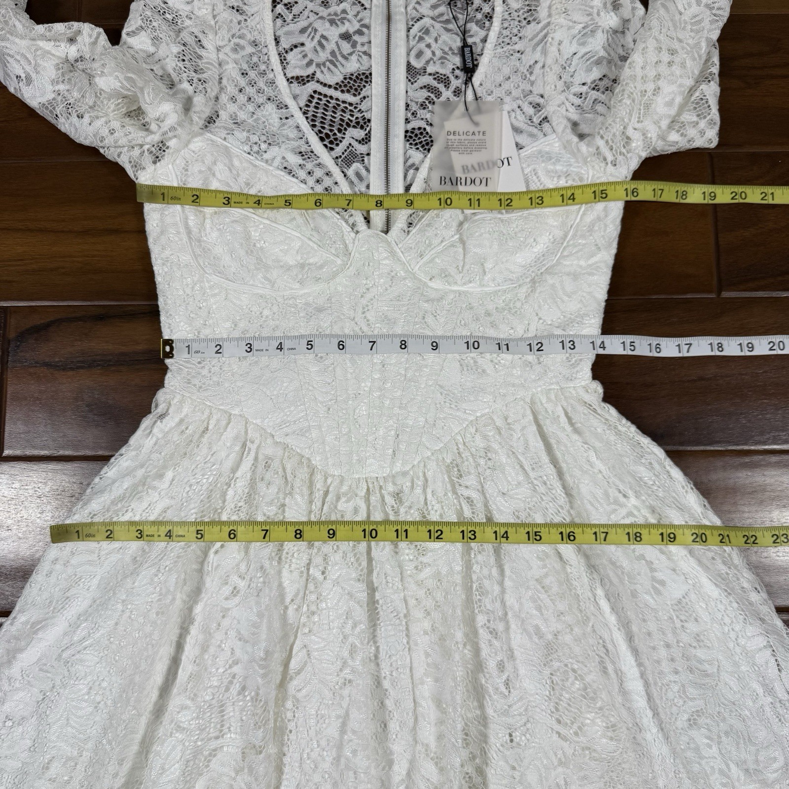 Bardot Size US 10 / XL / UK 14 / EU 42 Ivory Ellie Lace Corset Mini Dress