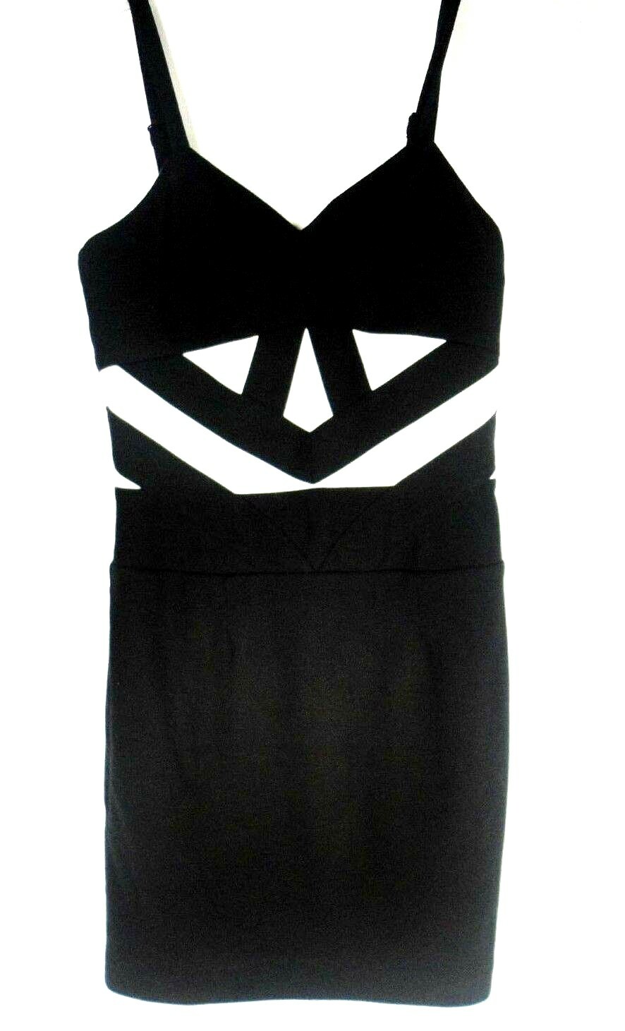 Moss Women Mini Dress Size S Black And White Spaghetti Straps Above Knee